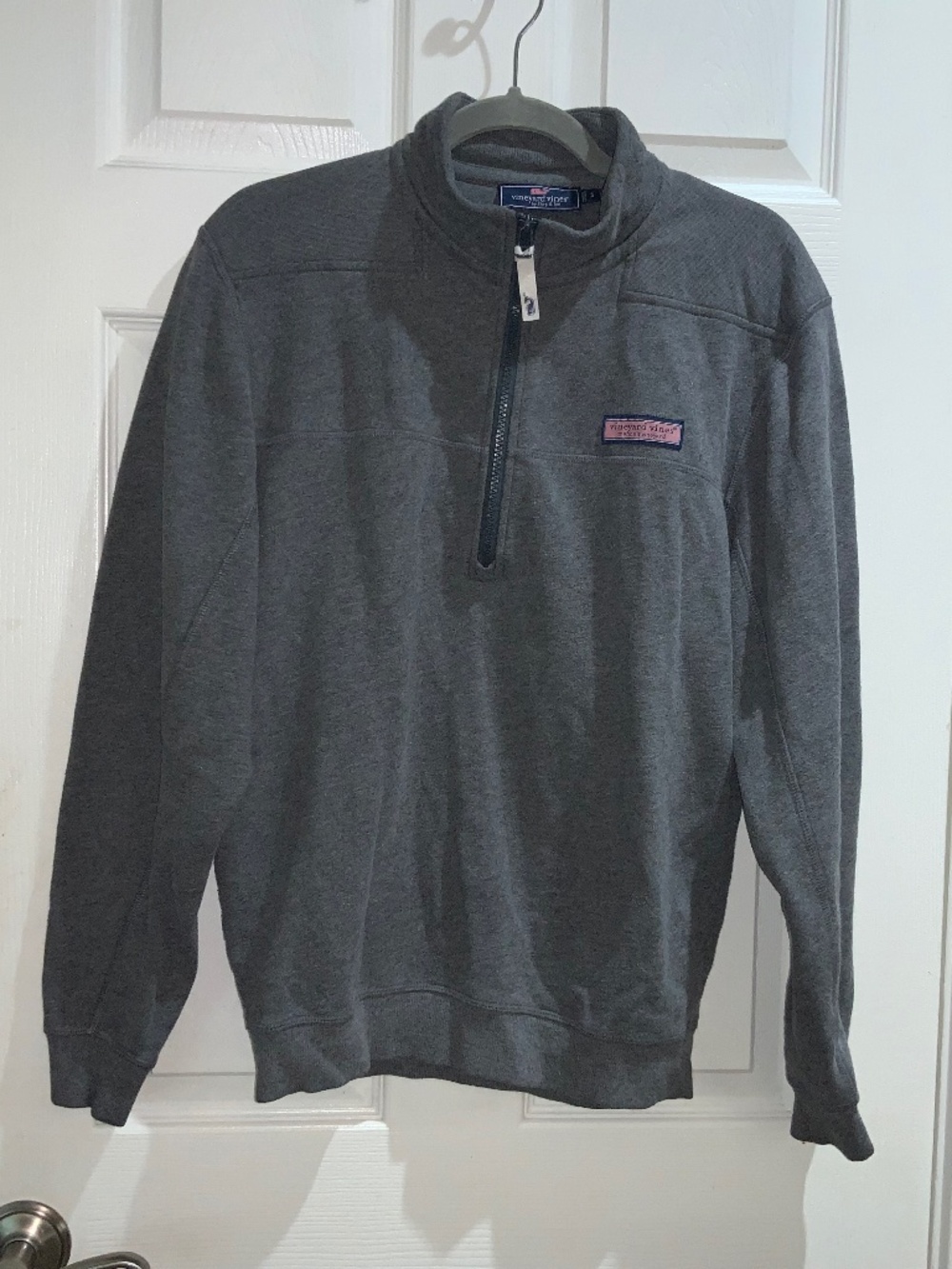 Vineyard Vines grey half zip mock neck cotton blend fleece Sz S unisex